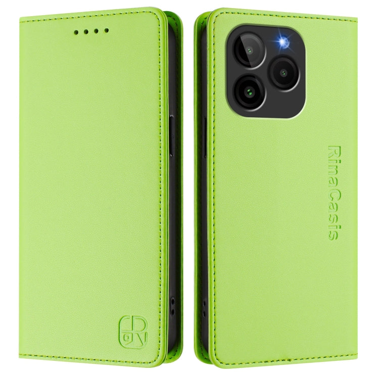For BLU G54 RC01 Dual-Folded Magnetic Suction RFID Leather Phone Case