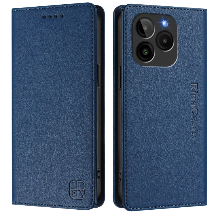 For BLU G54 RC01 Dual-Folded Magnetic Suction RFID Leather Phone Case