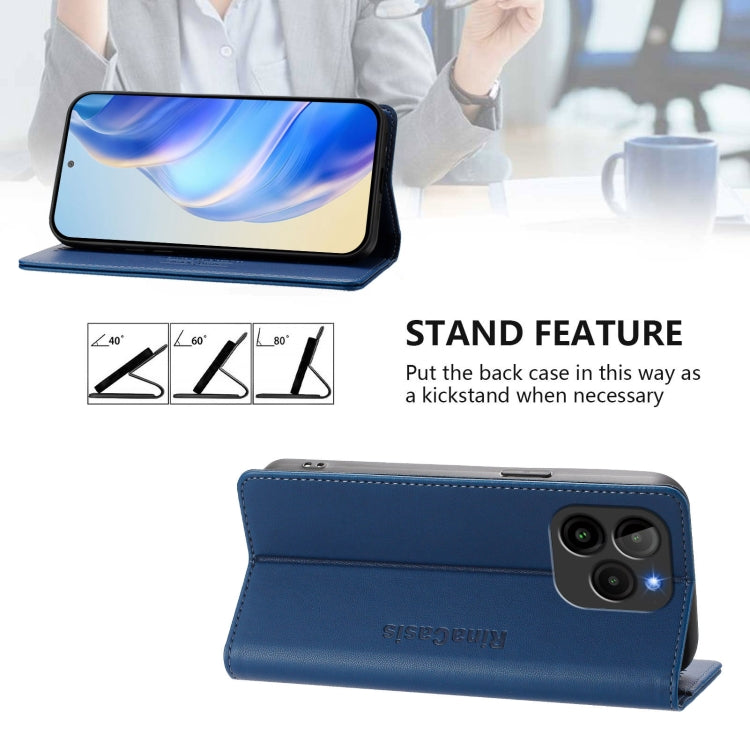 For BLU G54 RC01 Dual-Folded Magnetic Suction RFID Leather Phone Case