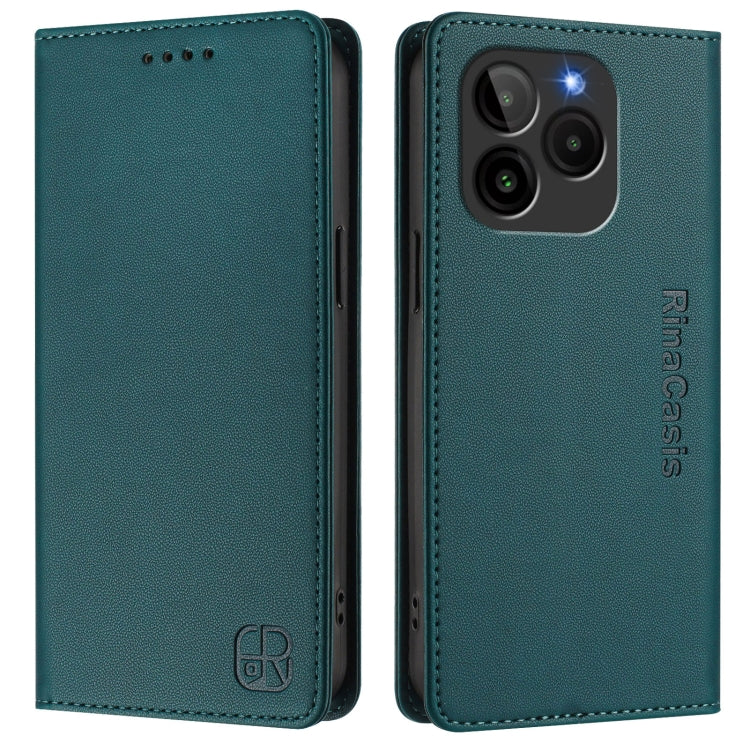 For BLU G54 RC01 Dual-Folded Magnetic Suction RFID Leather Phone Case