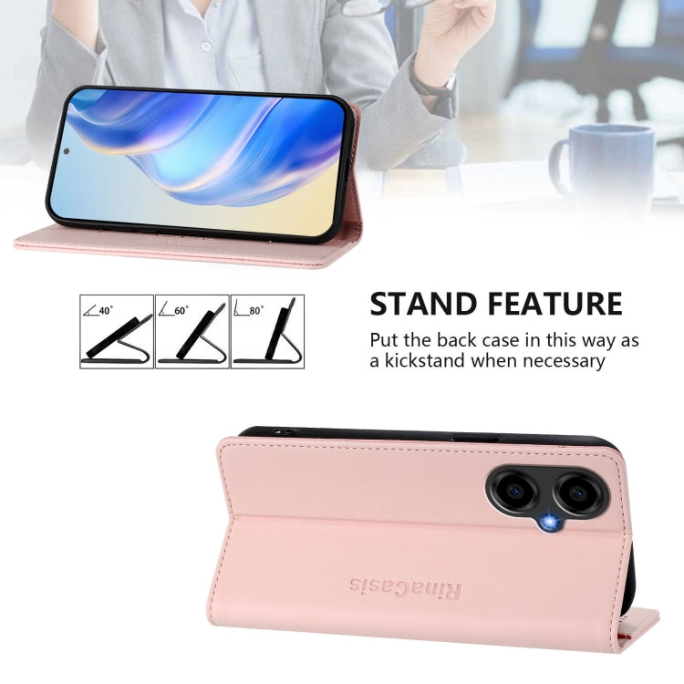 For BLU G64 RC01 Dual-Folded Magnetic Suction RFID Leather Phone Case