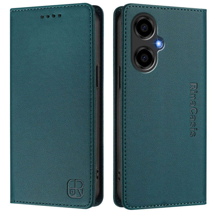 For BLU G64 RC01 Dual-Folded Magnetic Suction RFID Leather Phone Case