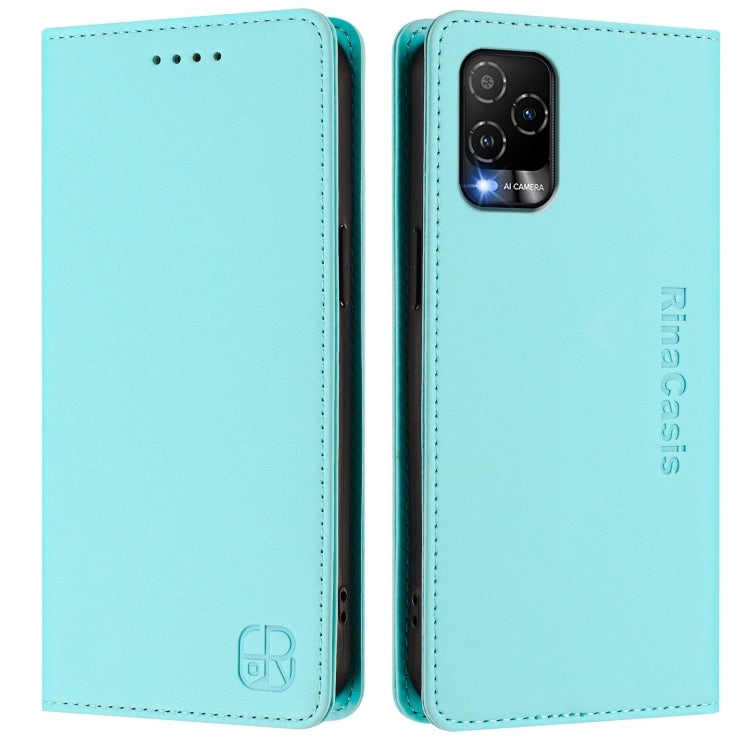 For BLU View 5 Pro RC01 Dual-Folded Magnetic Suction RFID Leather Phone Case