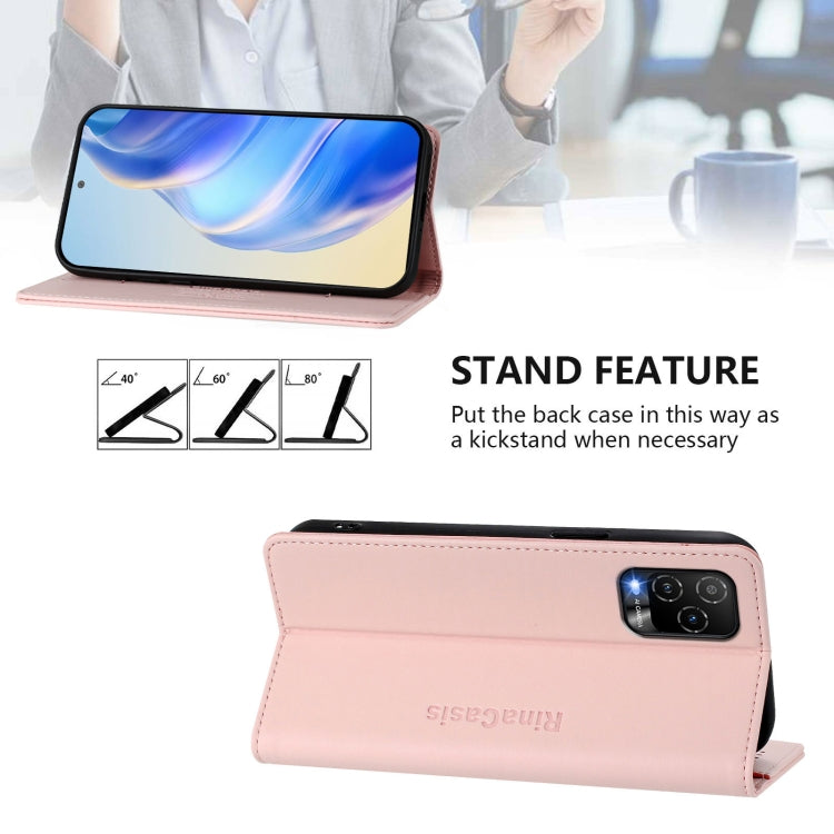 For BLU View 5 Pro RC01 Dual-Folded Magnetic Suction RFID Leather Phone Case