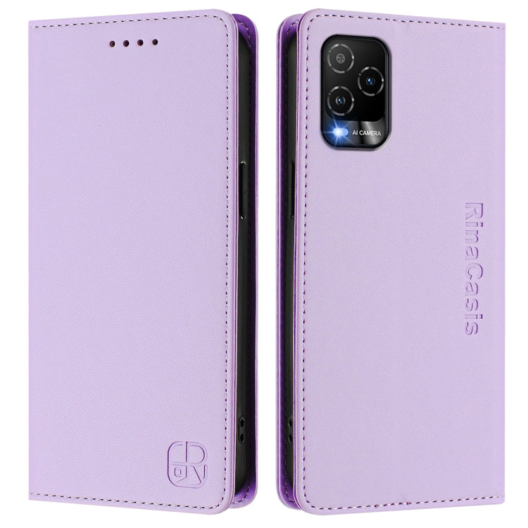 For BLU View 5 Pro RC01 Dual-Folded Magnetic Suction RFID Leather Phone Case