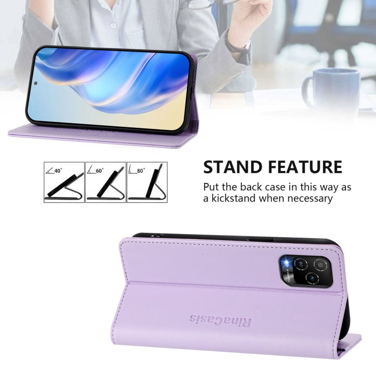 For BLU View 5 Pro RC01 Dual-Folded Magnetic Suction RFID Leather Phone Case