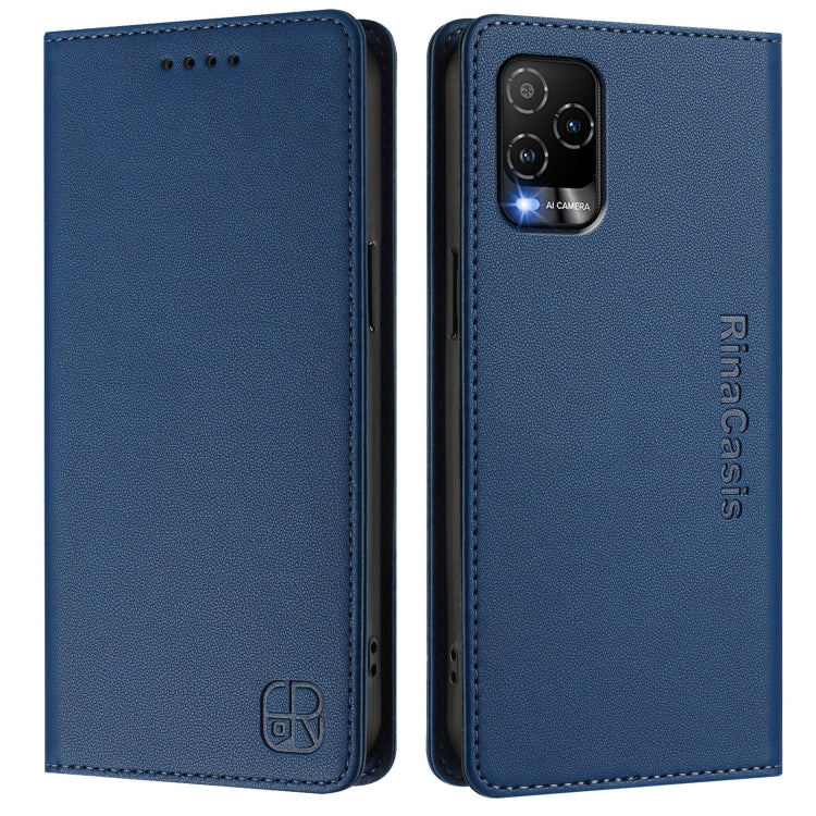 For BLU View 5 Pro RC01 Dual-Folded Magnetic Suction RFID Leather Phone Case