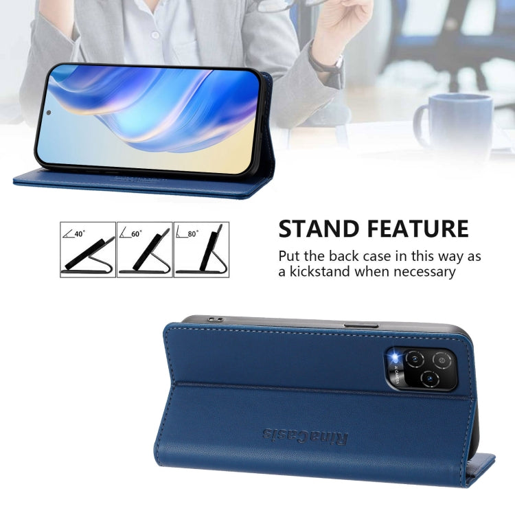 For BLU View 5 Pro RC01 Dual-Folded Magnetic Suction RFID Leather Phone Case