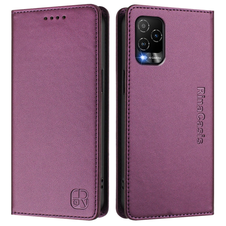 For BLU View 5 Pro RC01 Dual-Folded Magnetic Suction RFID Leather Phone Case