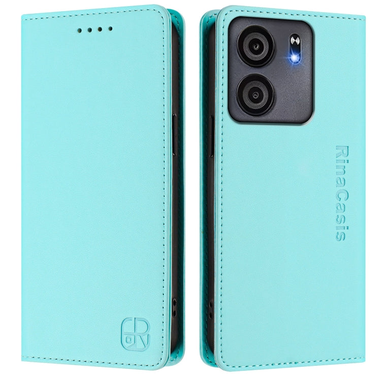 For BLU View 5 RC01 Dual-Folded Magnetic Suction RFID Leather Phone Case