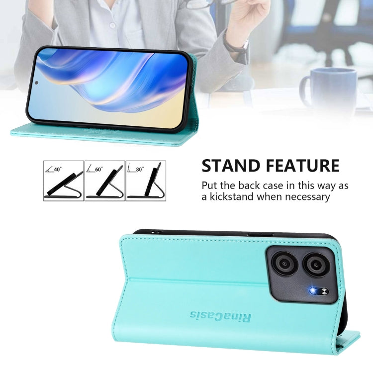 For BLU View 5 RC01 Dual-Folded Magnetic Suction RFID Leather Phone Case