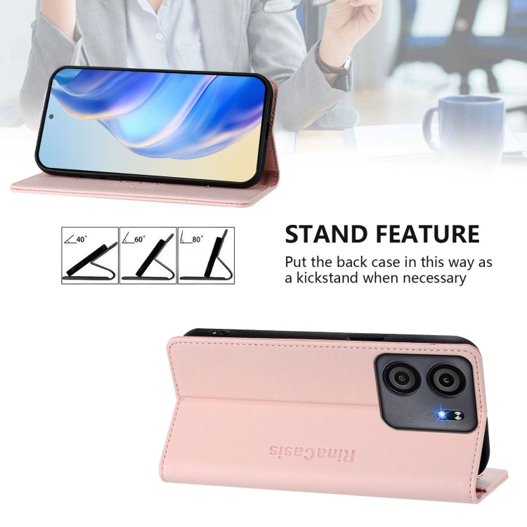 For BLU View 5 RC01 Dual-Folded Magnetic Suction RFID Leather Phone Case