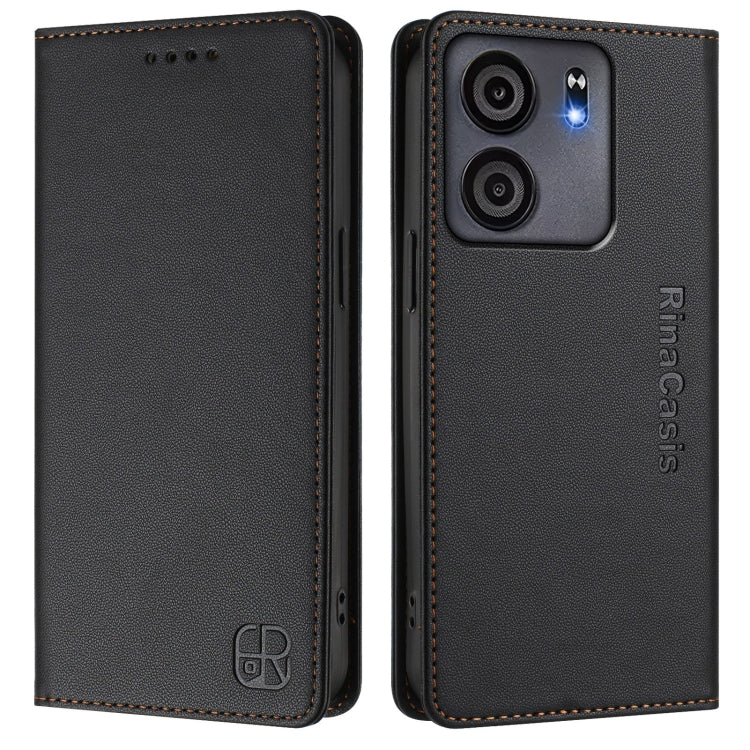 For BLU View 5 RC01 Dual-Folded Magnetic Suction RFID Leather Phone Case