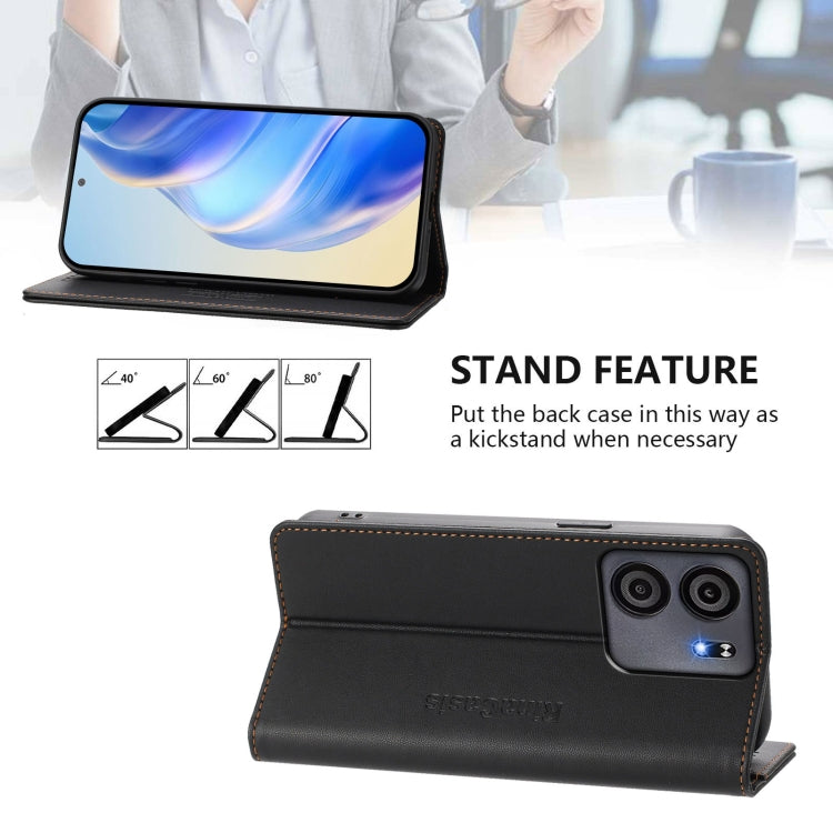 For BLU View 5 RC01 Dual-Folded Magnetic Suction RFID Leather Phone Case