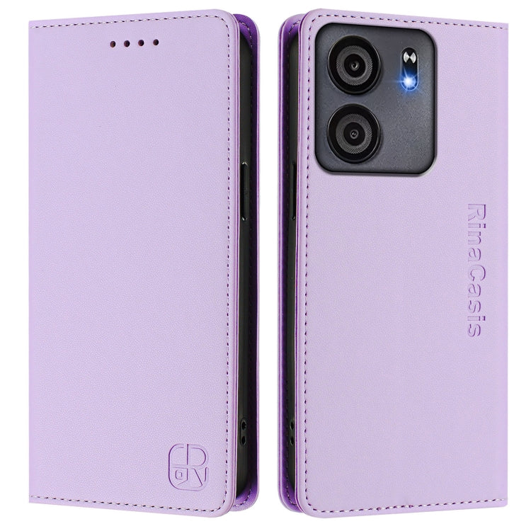For BLU View 5 RC01 Dual-Folded Magnetic Suction RFID Leather Phone Case