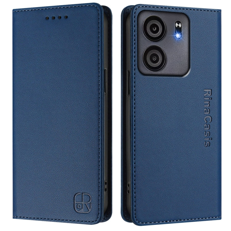 For BLU View 5 RC01 Dual-Folded Magnetic Suction RFID Leather Phone Case