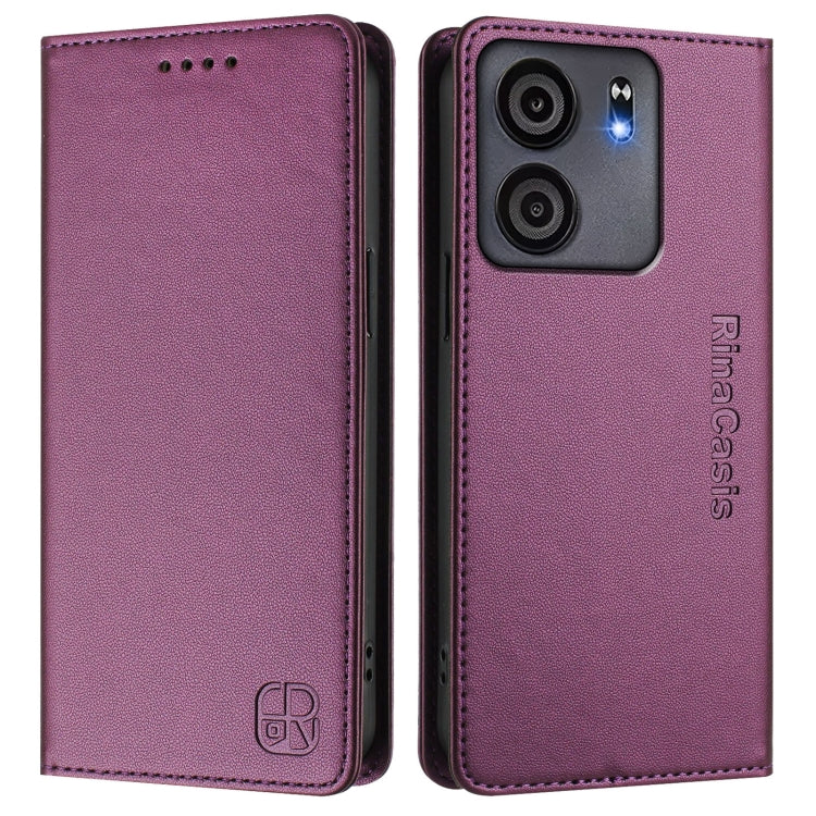 For BLU View 5 RC01 Dual-Folded Magnetic Suction RFID Leather Phone Case