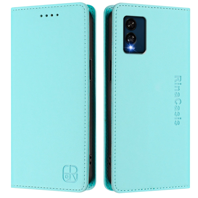 For BLU View Speed 5G B1550VL RC01 Dual-Folded Magnetic Suction RFID Leather Phone Case