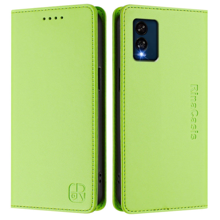For BLU View Speed 5G B1550VL RC01 Dual-Folded Magnetic Suction RFID Leather Phone Case