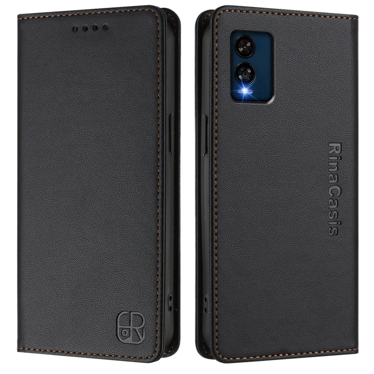 For BLU View Speed 5G B1550VL RC01 Dual-Folded Magnetic Suction RFID Leather Phone Case