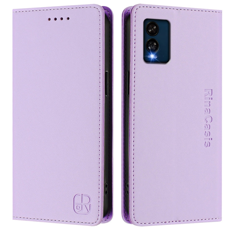 For BLU View Speed 5G B1550VL RC01 Dual-Folded Magnetic Suction RFID Leather Phone Case