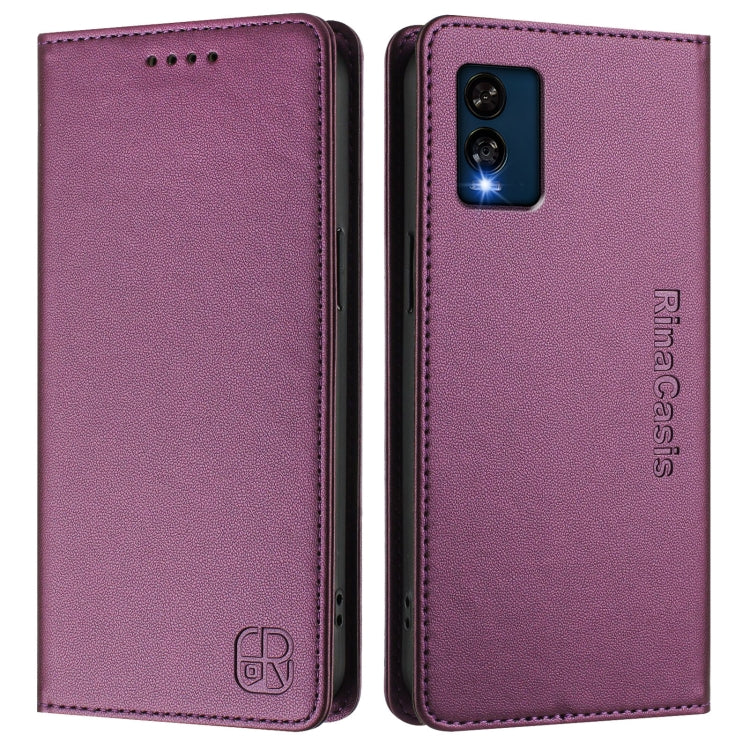 For BLU View Speed 5G B1550VL RC01 Dual-Folded Magnetic Suction RFID Leather Phone Case