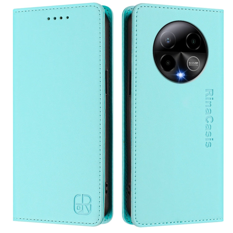 For BLU Bold K50 RC01 Dual-Folded Magnetic Suction RFID Leather Phone Case