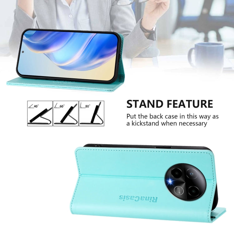For BLU Bold K50 RC01 Dual-Folded Magnetic Suction RFID Leather Phone Case