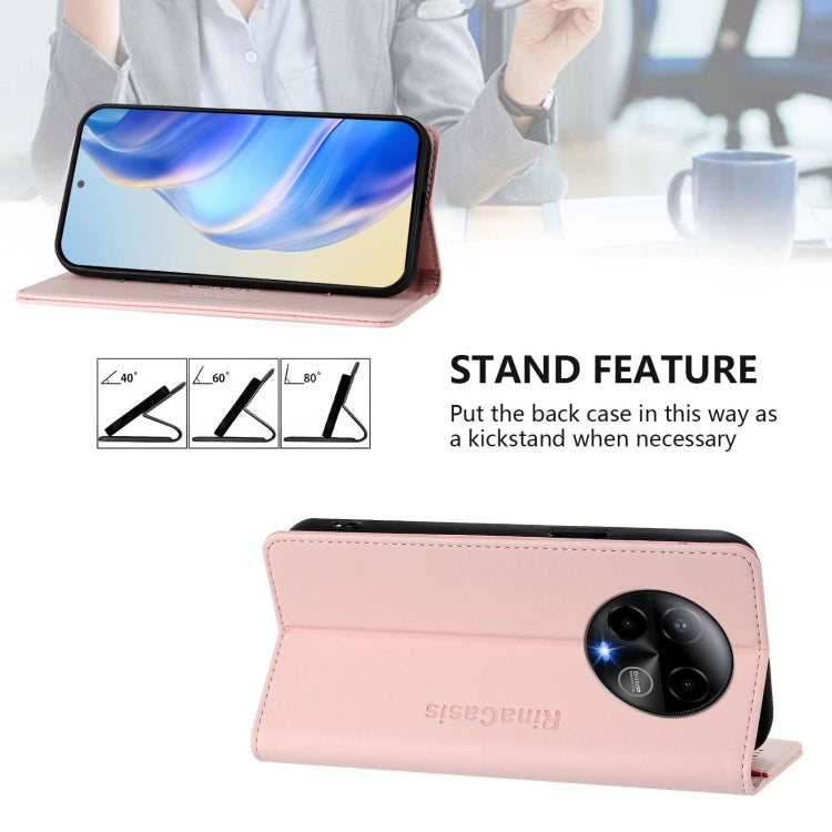 For BLU Bold K50 RC01 Dual-Folded Magnetic Suction RFID Leather Phone Case