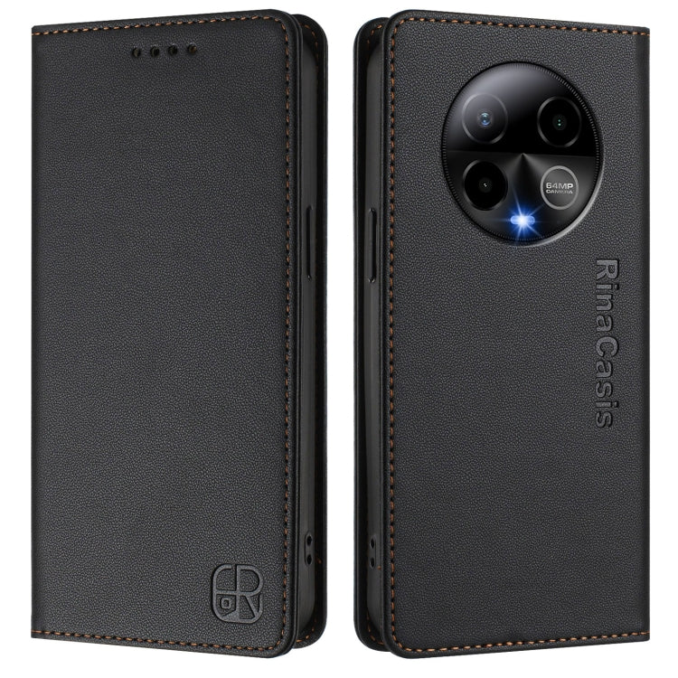 For BLU Bold K50 RC01 Dual-Folded Magnetic Suction RFID Leather Phone Case