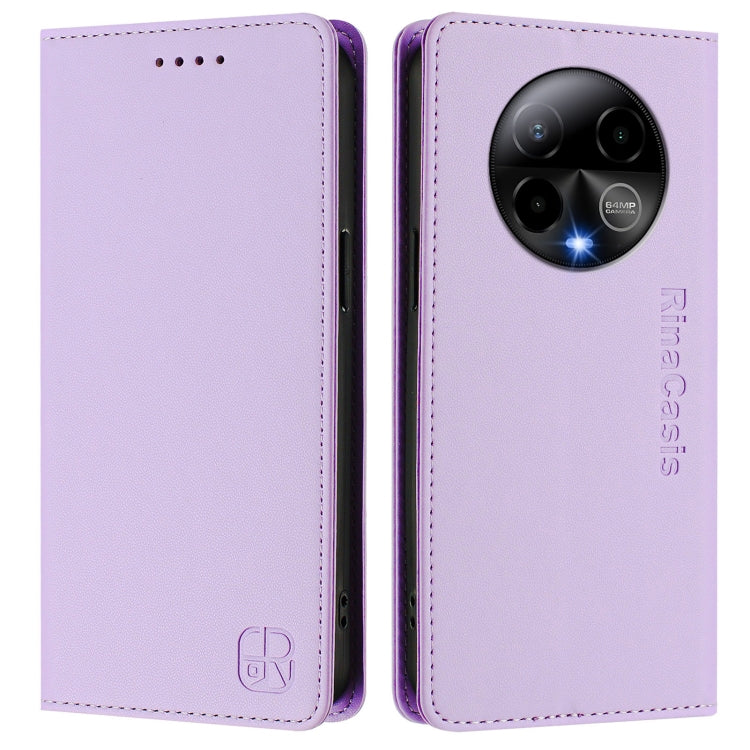 For BLU Bold K50 RC01 Dual-Folded Magnetic Suction RFID Leather Phone Case