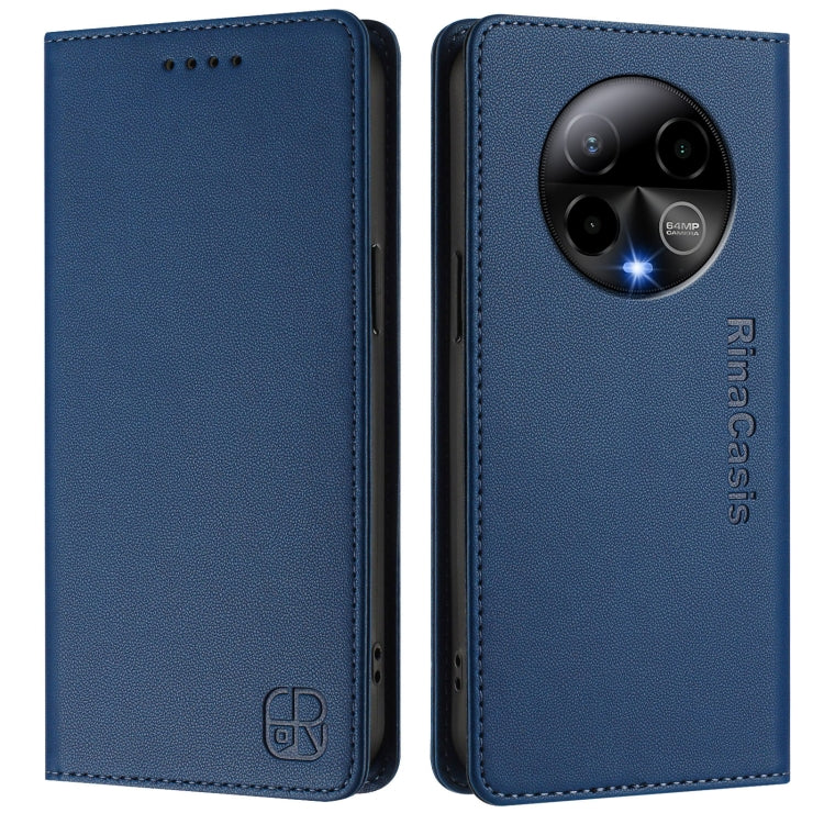 For BLU Bold K50 RC01 Dual-Folded Magnetic Suction RFID Leather Phone Case