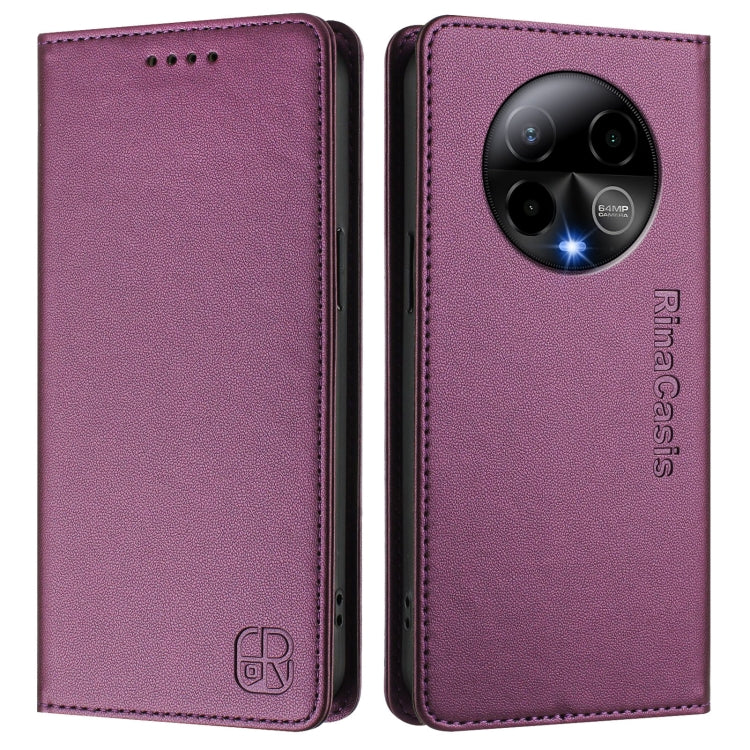 For BLU Bold K50 RC01 Dual-Folded Magnetic Suction RFID Leather Phone Case