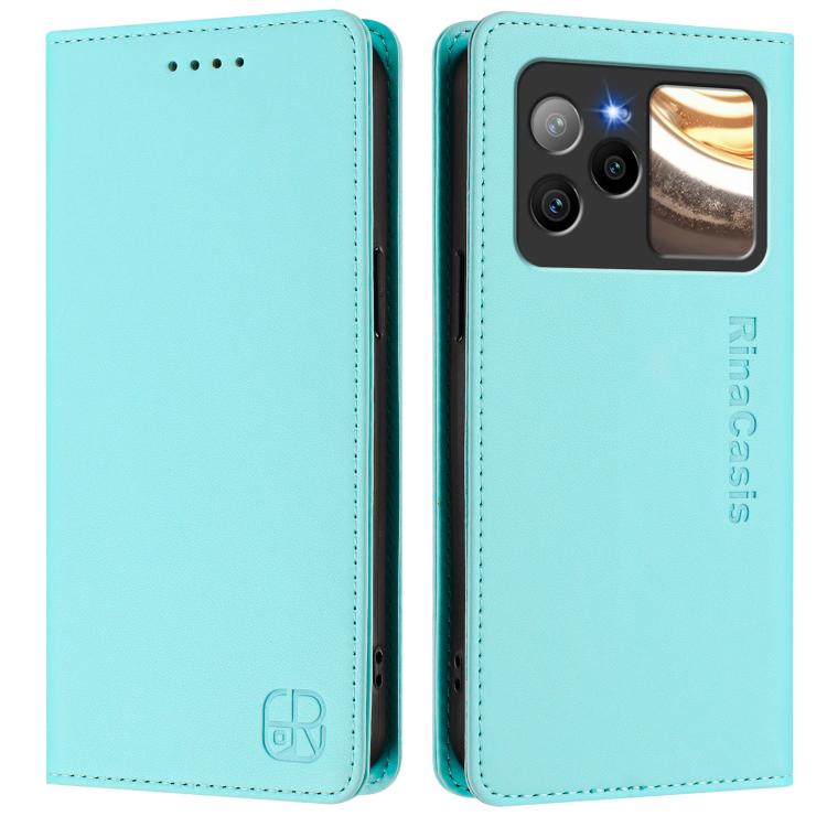 For BLU Bold N4 RC01 Dual-Folded Magnetic Suction RFID Leather Phone Case