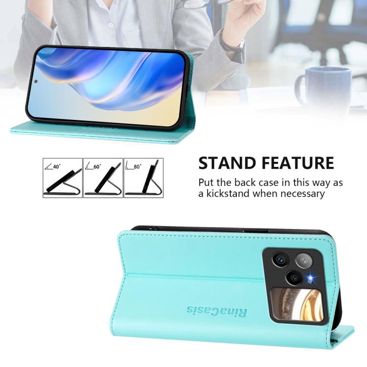 For BLU Bold N4 RC01 Dual-Folded Magnetic Suction RFID Leather Phone Case