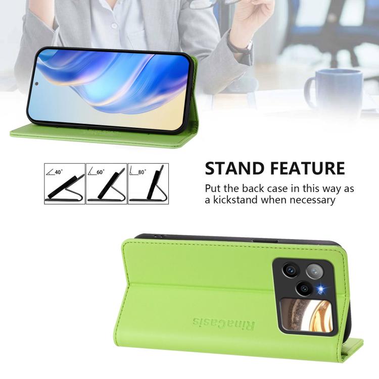 For BLU Bold N4 RC01 Dual-Folded Magnetic Suction RFID Leather Phone Case