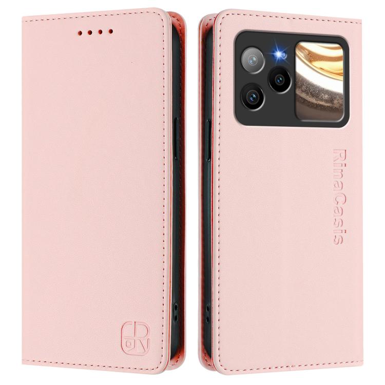 For BLU Bold N4 RC01 Dual-Folded Magnetic Suction RFID Leather Phone Case