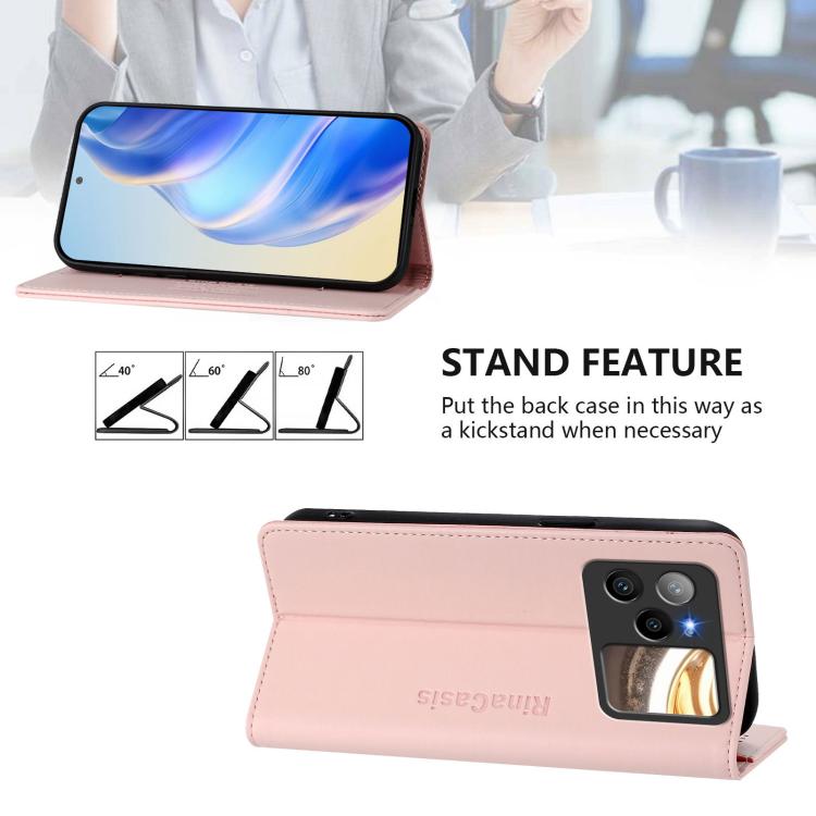 For BLU Bold N4 RC01 Dual-Folded Magnetic Suction RFID Leather Phone Case