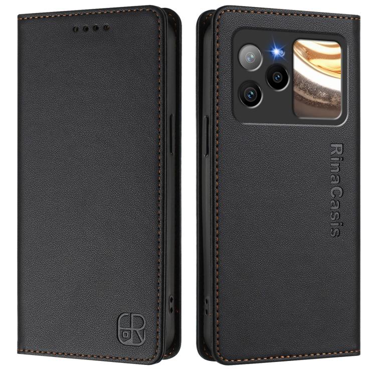 For BLU Bold N4 RC01 Dual-Folded Magnetic Suction RFID Leather Phone Case