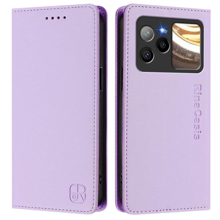 For BLU Bold N4 RC01 Dual-Folded Magnetic Suction RFID Leather Phone Case