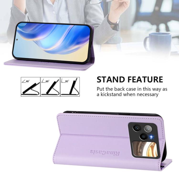 For BLU Bold N4 RC01 Dual-Folded Magnetic Suction RFID Leather Phone Case