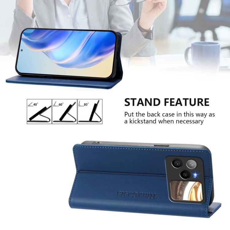 For BLU Bold N4 RC01 Dual-Folded Magnetic Suction RFID Leather Phone Case