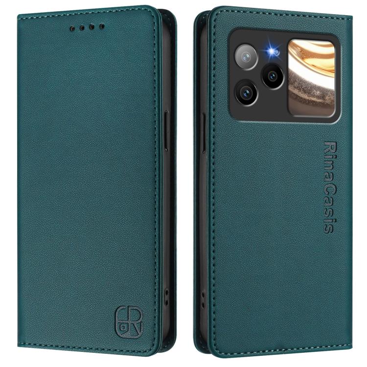 For BLU Bold N4 RC01 Dual-Folded Magnetic Suction RFID Leather Phone Case