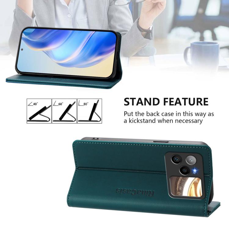 For BLU Bold N4 RC01 Dual-Folded Magnetic Suction RFID Leather Phone Case