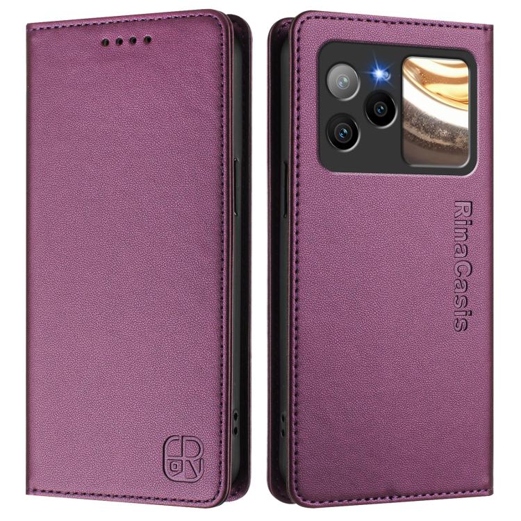 For BLU Bold N4 RC01 Dual-Folded Magnetic Suction RFID Leather Phone Case