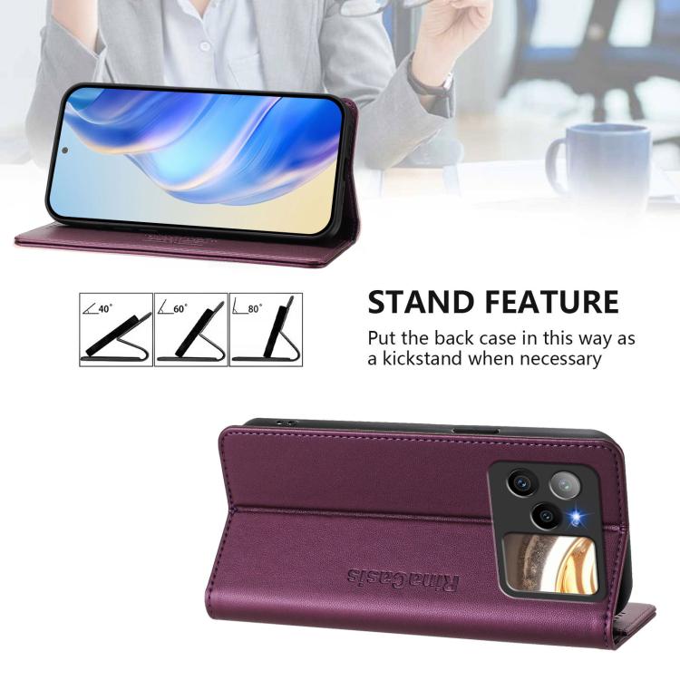 For BLU Bold N4 RC01 Dual-Folded Magnetic Suction RFID Leather Phone Case