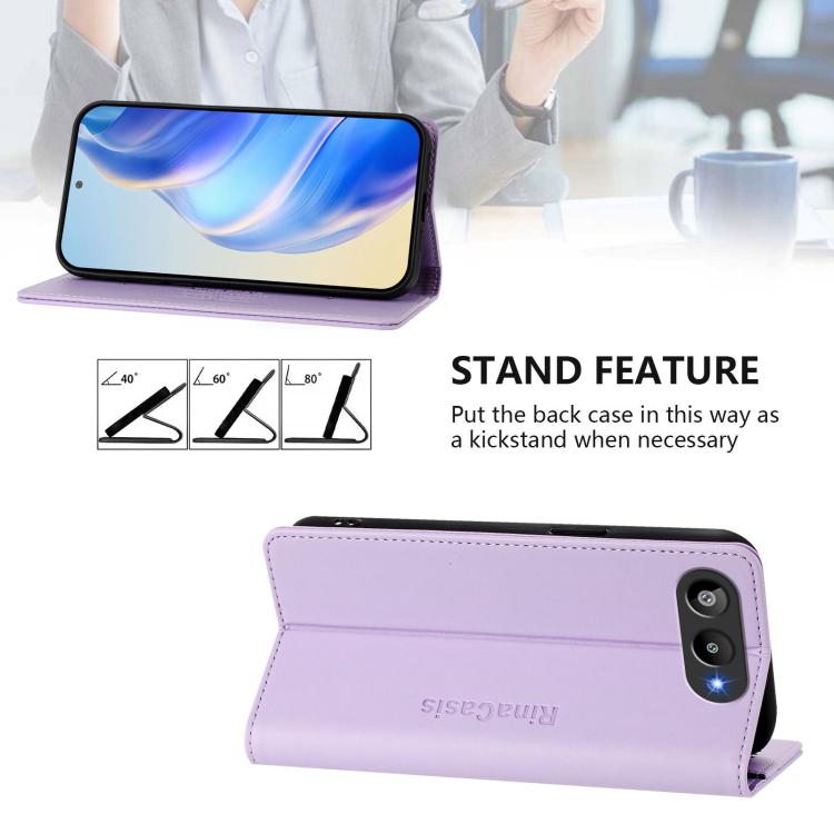 For BLU G95 RC01 Dual-Folded Magnetic Suction RFID Leather Phone Case