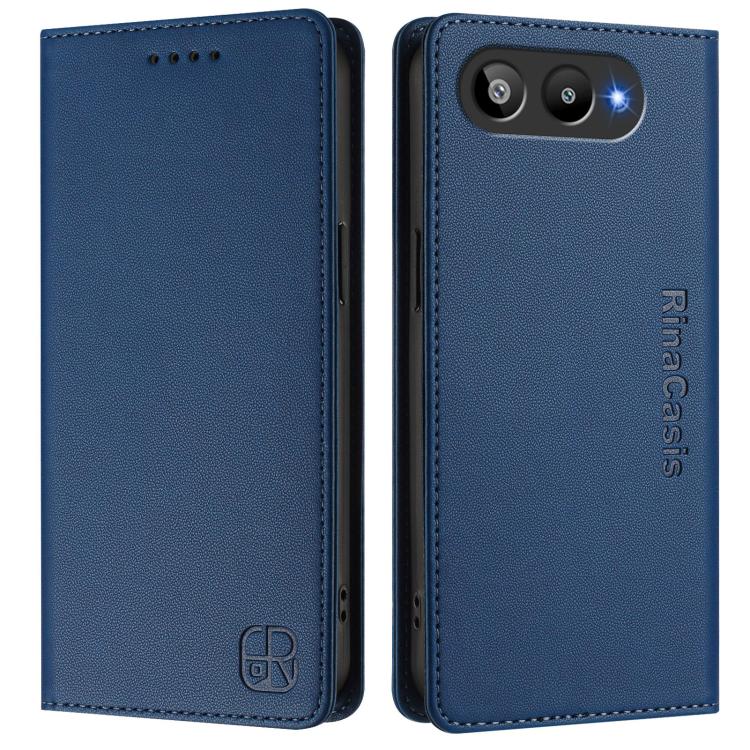 For BLU G95 RC01 Dual-Folded Magnetic Suction RFID Leather Phone Case