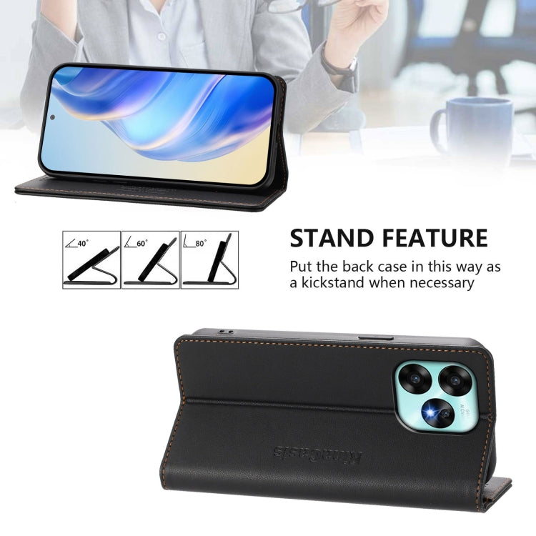 For UMIDIGI A15 / A15C / A15T RC01 Dual-Folded Magnetic Suction RFID Leather Phone Case