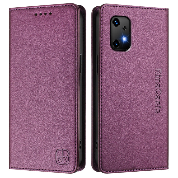For UMIDIGI Bison X20 RC01 Dual-Folded Magnetic Suction RFID Leather Phone Case